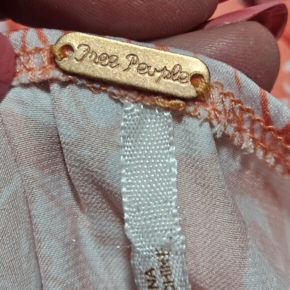 Free People Ashley Coral & White Floral Halter Dress Size 2 Spring Boho Maxi - Picture 5 of 16